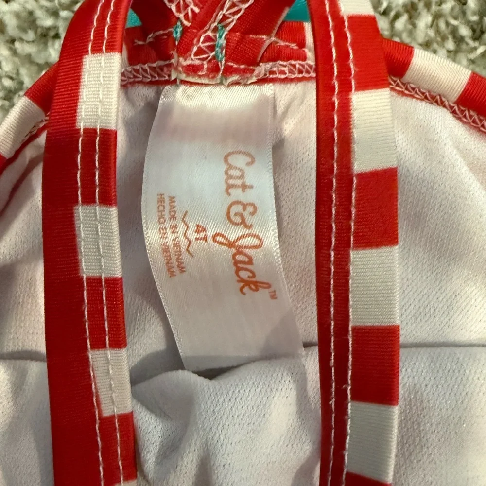 Cat & Jack Red and White Checkered bathing suit